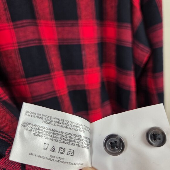Woolrich Plaid Flannel Shirt Red/Black Women XXL Brushed Cotton High-Low Hem NEW - Picture 11 of 11